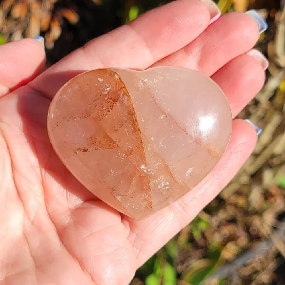 Fire Quartz Red Hematite in Quartz Crystal Hearts